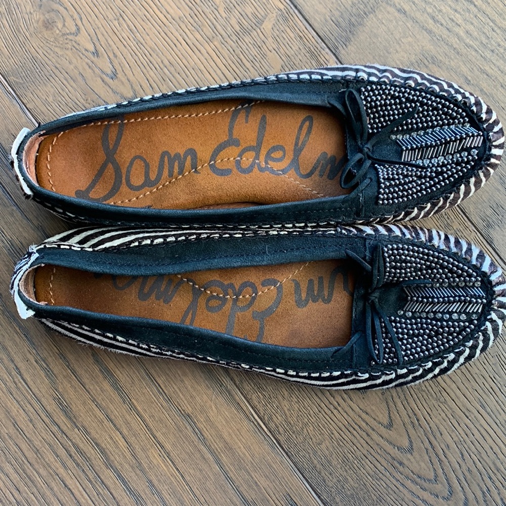 Sam Edelman zebra beaded loafers